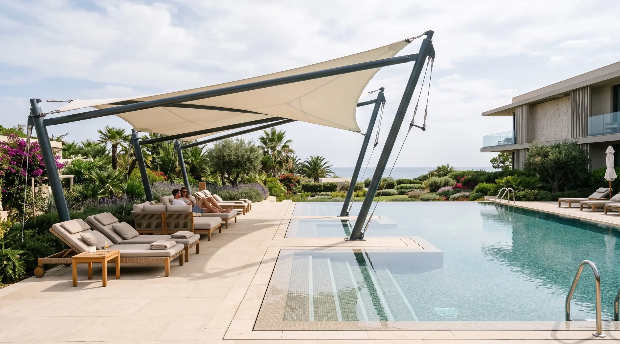 Swimming Pool Shades: Tensile Structure Services for swimming pool shade canopies